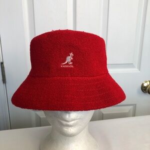 Kangol Classic Bermuda Lahinch Soft Terry Cloth Bold Red Bucket Hat